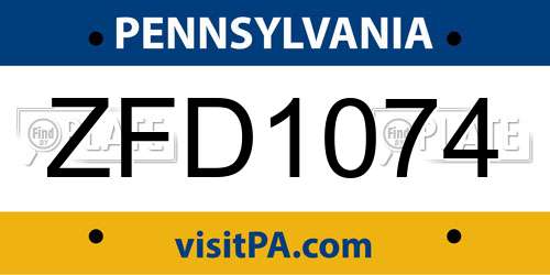 ZFD1074 Pennsylvania License Plate