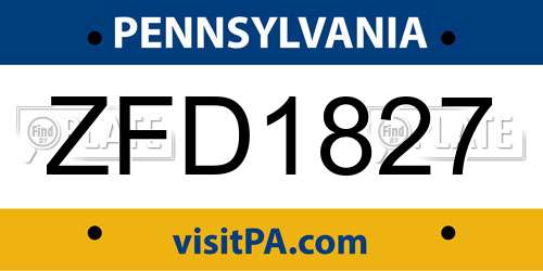 ZFD1827 Pennsylvania License Plate