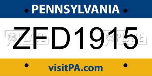 ZFD1915 Pennsylvania License Plate