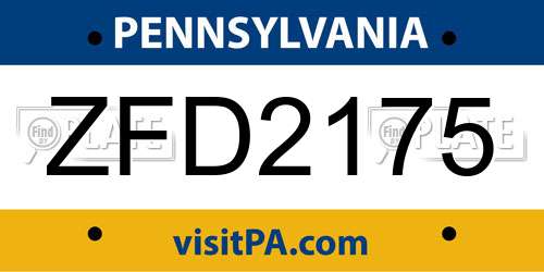 ZFD2175 Pennsylvania License Plate