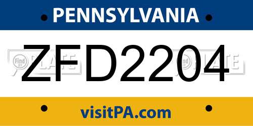 ZFD2204 Pennsylvania License Plate