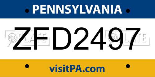 ZFD2497 Pennsylvania License Plate