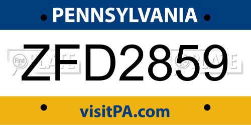 ZFD2859 Pennsylvania License Plate