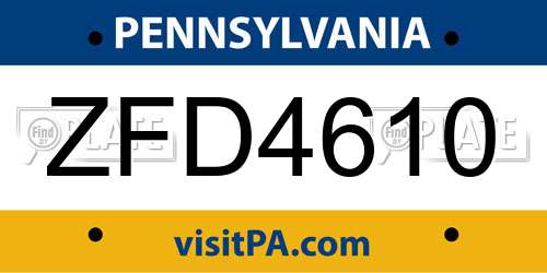 ZFD4610 Pennsylvania License Plate