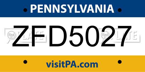 ZFD5027 Pennsylvania License Plate