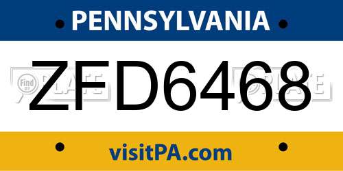 ZFD6468 Pennsylvania License Plate