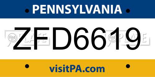 ZFD6619 Pennsylvania License Plate