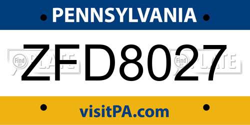 ZFD8027 Pennsylvania License Plate