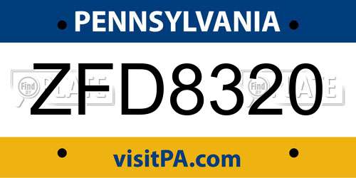 ZFD8320 Pennsylvania License Plate