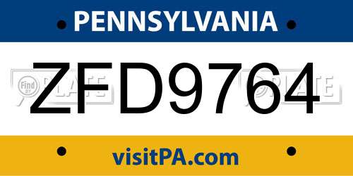 ZFD9764 Pennsylvania License Plate