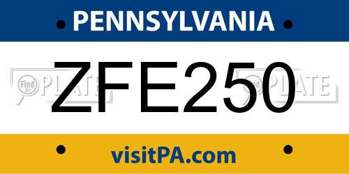 ZFE250 Pennsylvania License Plate
