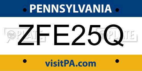 ZFE25Q Pennsylvania License Plate