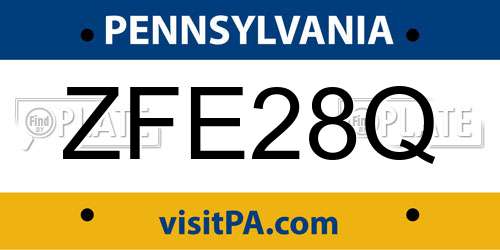 ZFE28Q Pennsylvania License Plate