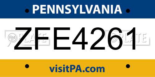 ZFE4261 Pennsylvania License Plate