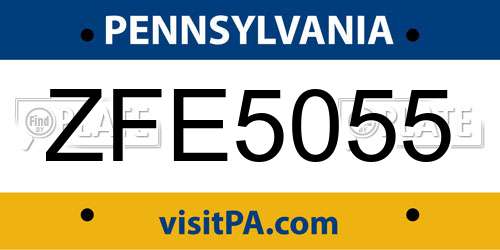ZFE5055 Pennsylvania License Plate