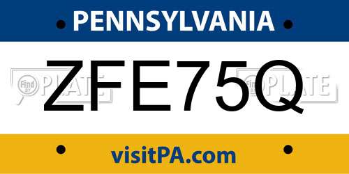 ZFE75Q Pennsylvania License Plate