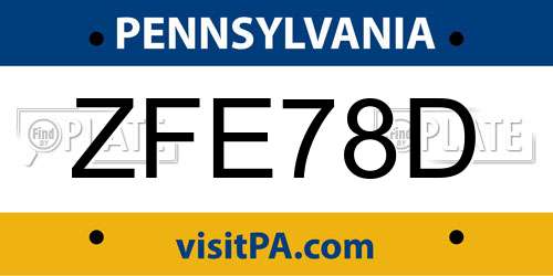 ZFE78D Pennsylvania License Plate