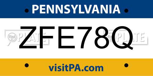 ZFE78Q Pennsylvania License Plate