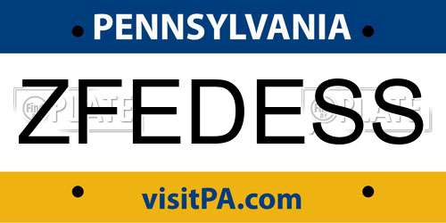 ZFEDESS Pennsylvania License Plate