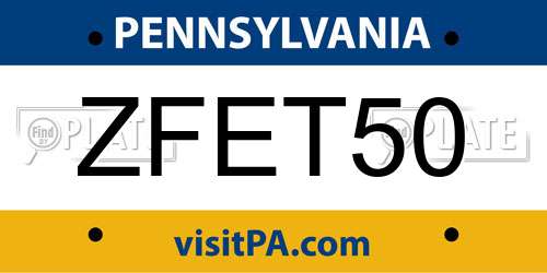 ZFET50 Pennsylvania License Plate