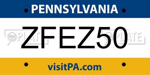 ZFEZ50 Pennsylvania License Plate