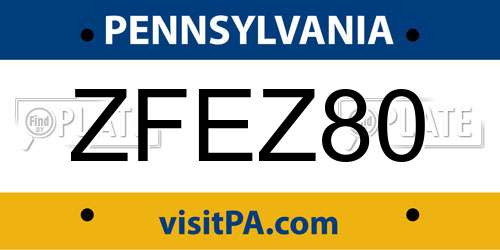 ZFEZ80 Pennsylvania License Plate