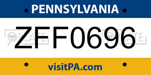 ZFF0696 Pennsylvania License Plate