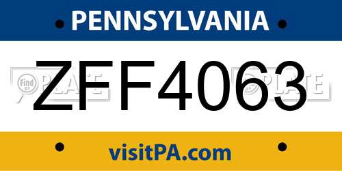 ZFF4063 Pennsylvania License Plate