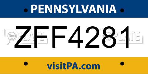 ZFF4281 Pennsylvania License Plate