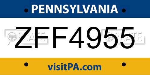 ZFF4955 Pennsylvania License Plate