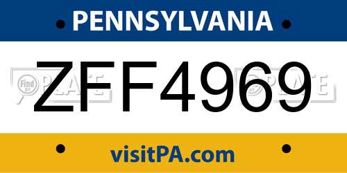 ZFF4969 Pennsylvania License Plate