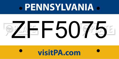 ZFF5075 Pennsylvania License Plate