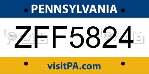 ZFF5824 Pennsylvania License Plate