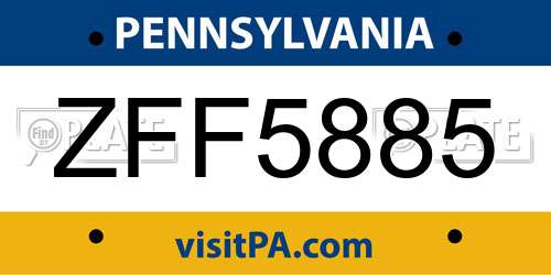 ZFF5885 Pennsylvania License Plate