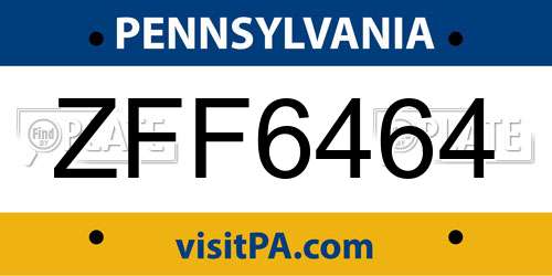 ZFF6464 Pennsylvania License Plate