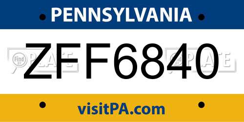 ZFF6840 Pennsylvania License Plate