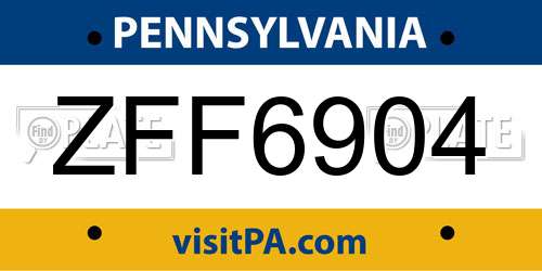 ZFF6904 Pennsylvania License Plate