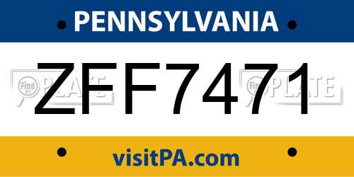ZFF7471 Pennsylvania License Plate