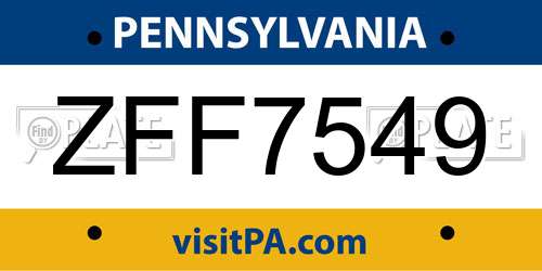 ZFF7549 Pennsylvania License Plate