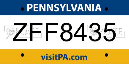 ZFF8435 Pennsylvania License Plate