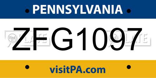 ZFG1097 Pennsylvania License Plate