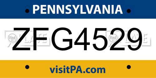 ZFG4529 Pennsylvania License Plate