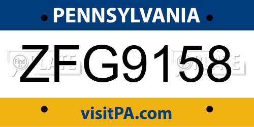 ZFG9158 Pennsylvania License Plate
