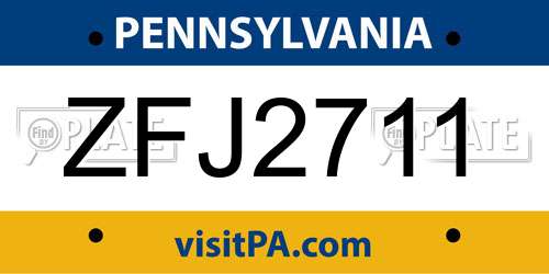 ZFJ2711 Pennsylvania License Plate