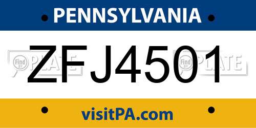 ZFJ4501 Pennsylvania License Plate
