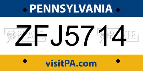 ZFJ5714 Pennsylvania License Plate