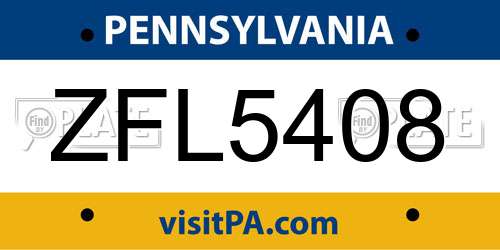 ZFL5408 Pennsylvania License Plate