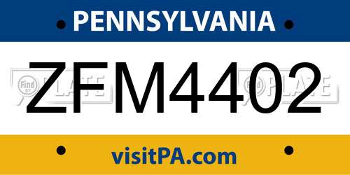 ZFM4402 Pennsylvania License Plate