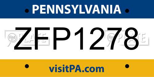 ZFP1278 Pennsylvania License Plate