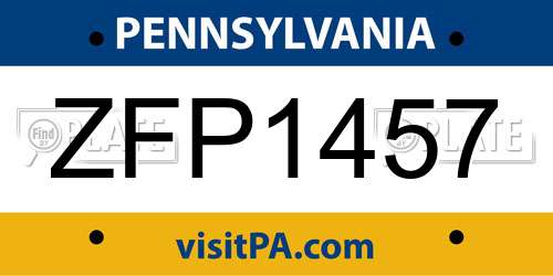 ZFP1457 Pennsylvania License Plate